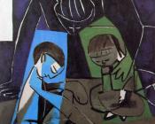 巴勃罗毕加索 - 画画的克洛德、弗朗索瓦兹和帕洛玛